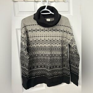 Joie Black and Cream Patterned Cowl Neck Sweater